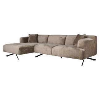 Bank Donovan 3-zits + lounge links (Bergen 104 taupe chenille)