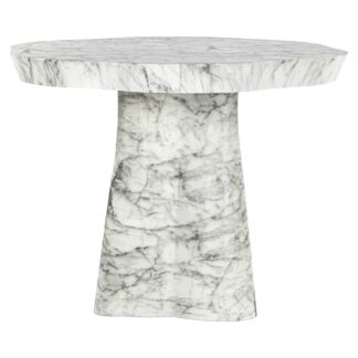 Eettafel Rockyard 100Ø faux wit marmer (White)