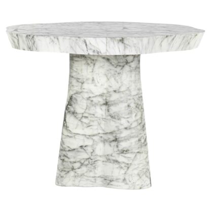 Eettafel Rockyard 140Ø faux wit marmer (White)