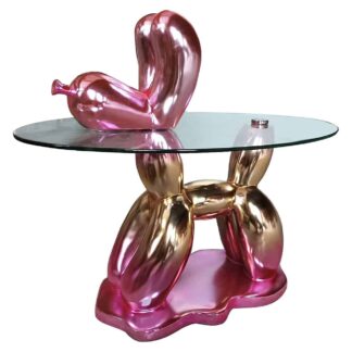 Bijzettafel Usha met glas (Pink)